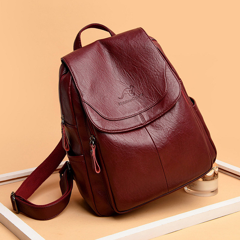 9 Color Women Soft Leather Bac - Leather Backpack Vintage recension och pris