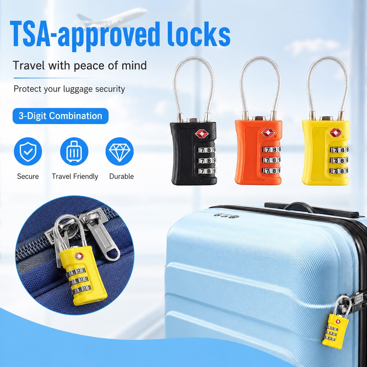 TSA Approved Luggage Lock 3 Di - Travel Backpack Anti Theft recension och pris