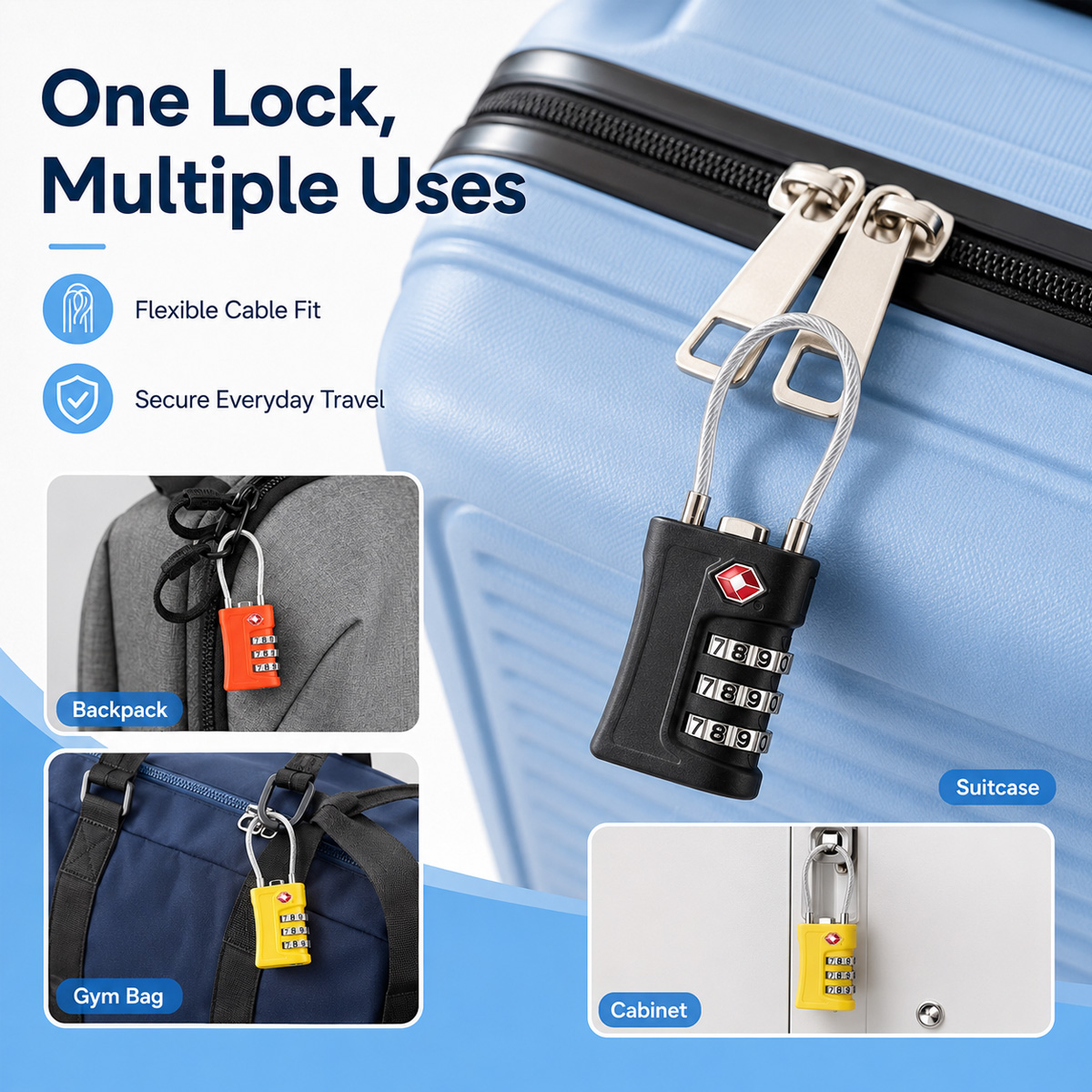 TSA Approved Luggage Lock 3 Di - Travel Backpack Anti Theft recension och pris