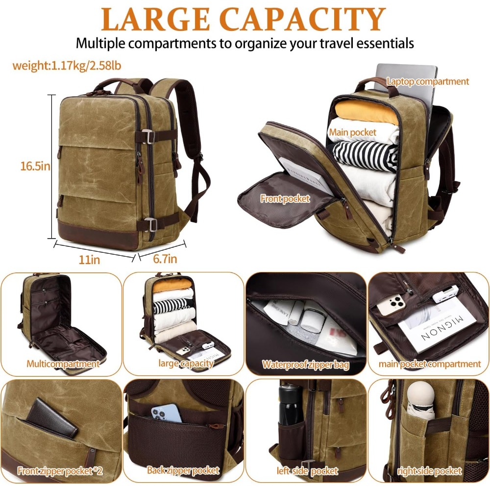 Travel Backpack for Men - Carr - Canvas Backpack Casual recension och pris