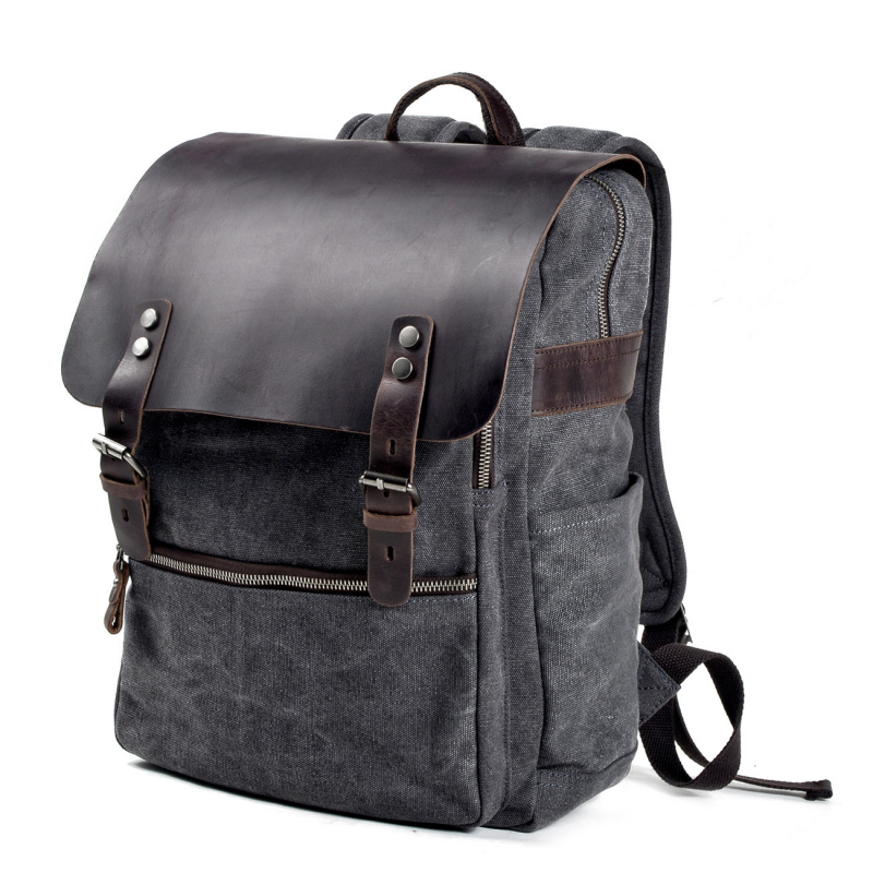 Retro men's backpack, double s - Canvas Backpack Casual recension och pris