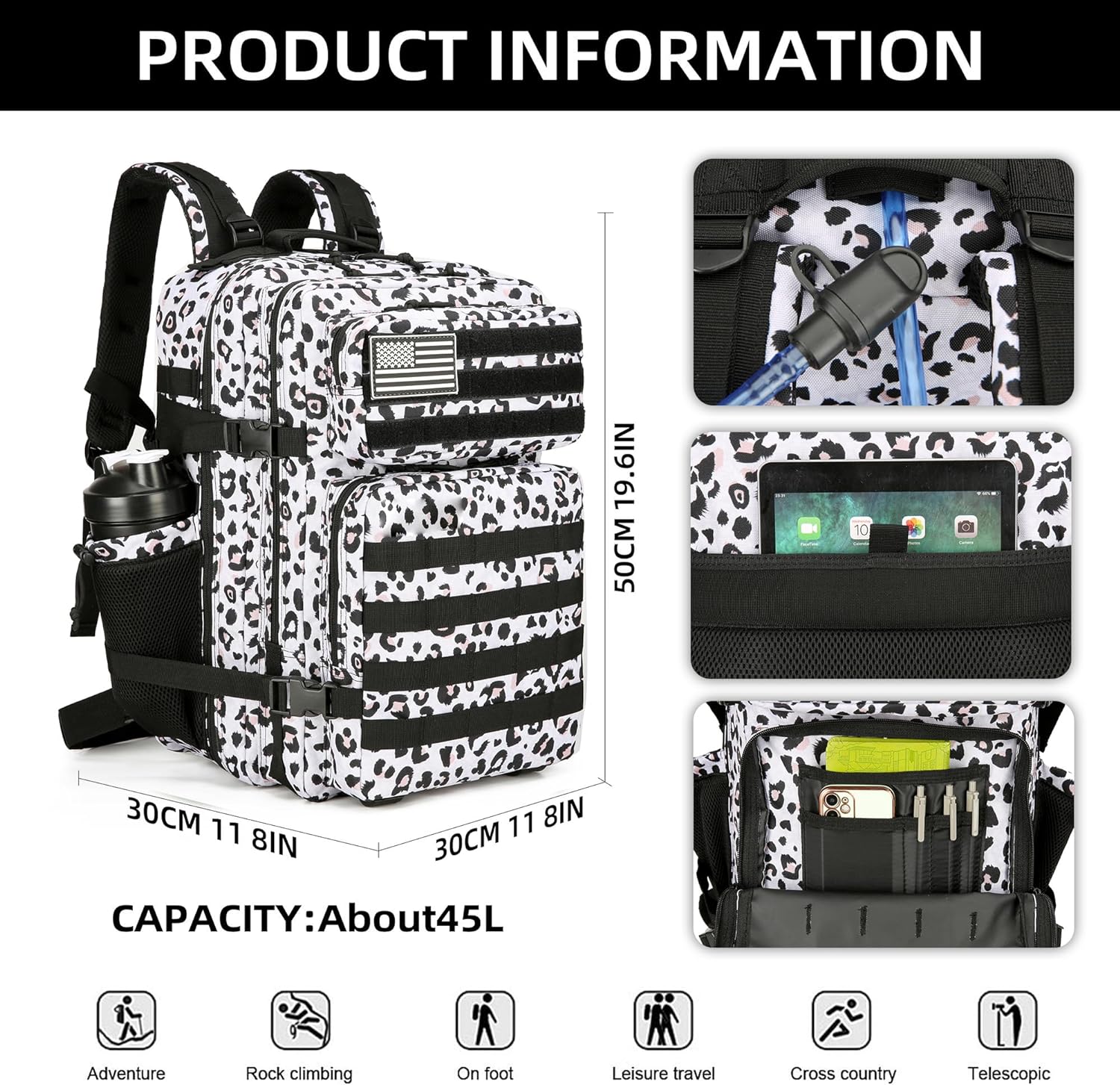 Large 45L 3P Tactical Backpack - Rucksack Military Style recension och pris